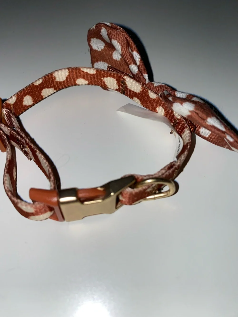 Vibrant Life Fawn Dot Dog Collar w/ Bow - Size XS (7-9